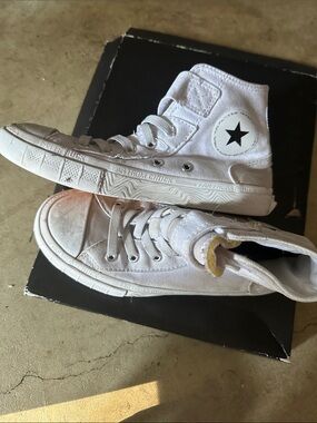 Converse Kids White High-Top Sneakers with Black Star